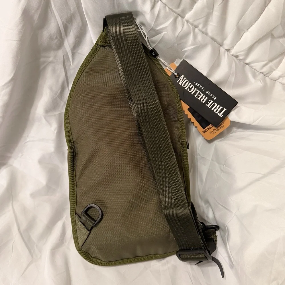 True Religion Sling Crossbody Avery Shoulder‎ Bag| Olive Color | New With Tag